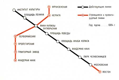 Схема линий минского метрополитена